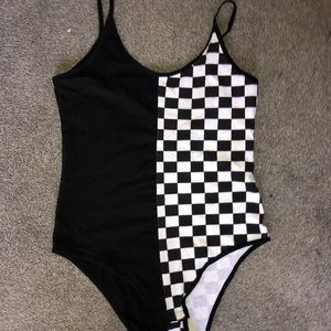 Checkered/ color block body suit!